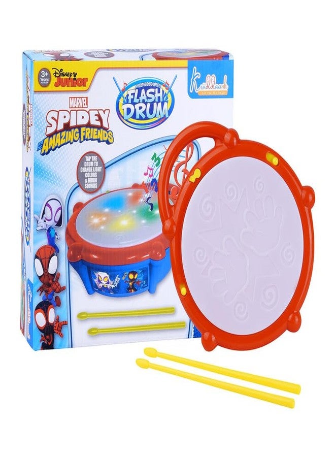 Kriiddaank Marvel Spiderman Theme Flash Drum - Interactive Superhero Gifts with Lights for Kids | Fun & Educational Toy for Kids | Safe, Engaging & Interactive Play - Image 1